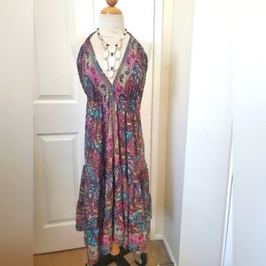 Vibrant Boho Paisley Halter Dress